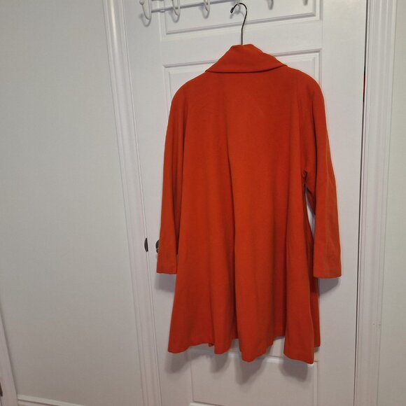 Eyecatching Bright Orange Drape Flare Coat Vintage Galsville - Picture 3 of 12